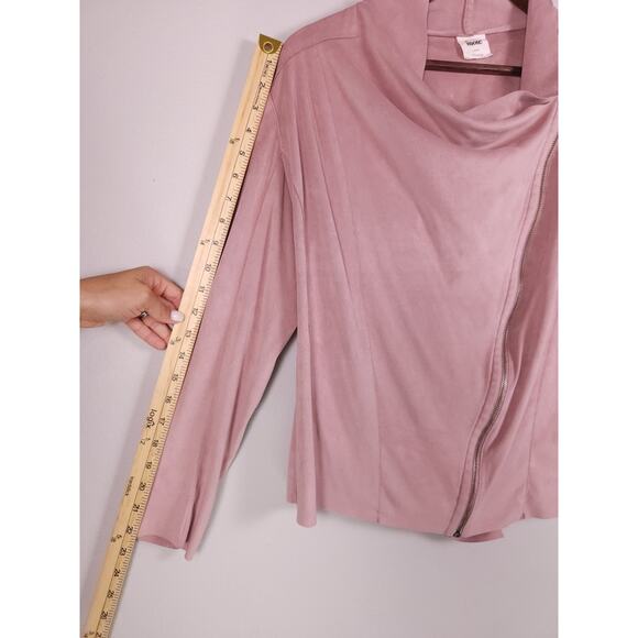 Mote Faux Suede Asymmetrical Zip Jacket Blush Pink Size Large - Picture 5 of 12